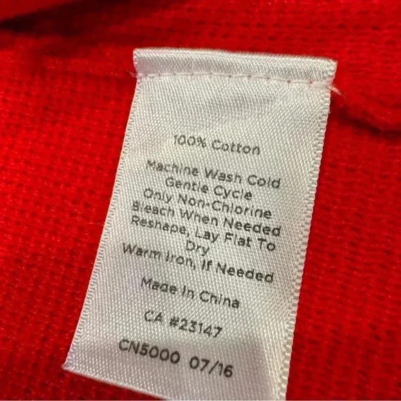 Talbots women’s red open cardigan with fringe edge. Heavy weight cotton sz large - Picture 7 of 7